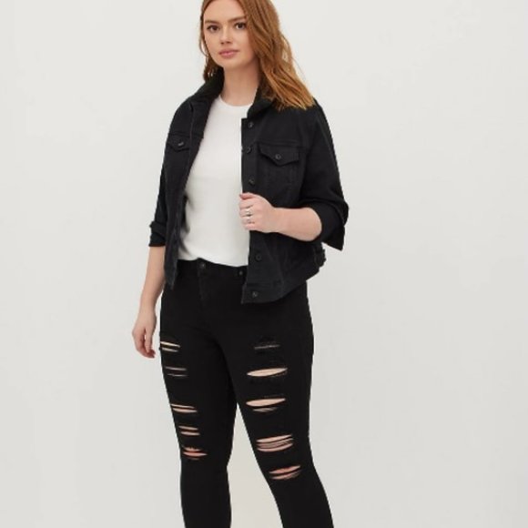 4X HOST PICK!!! TRUCKER WITH SHERPA COLLAR - DENIM BLACK - Picture 3 of 5